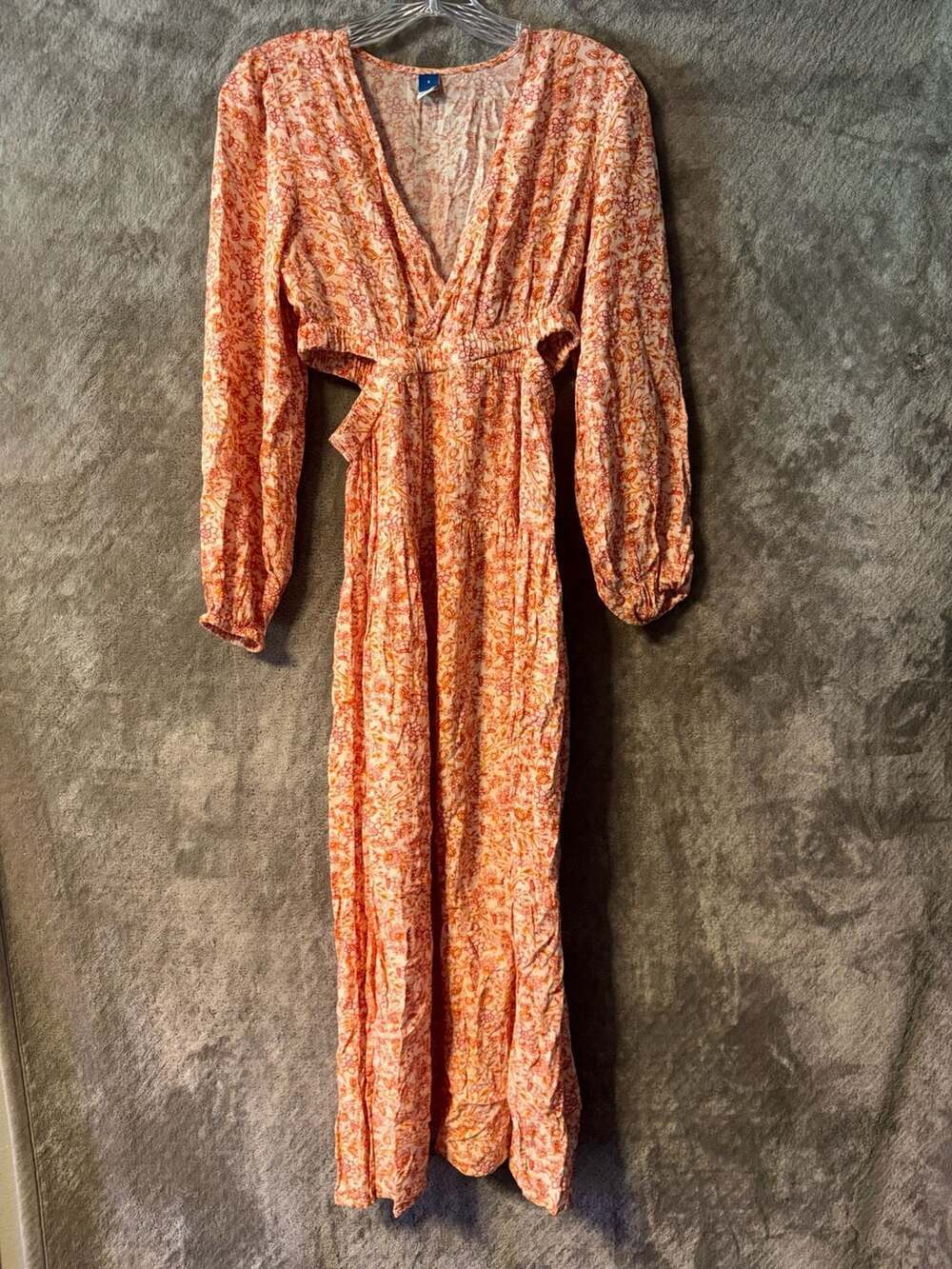 Old Navy Floral Cut-Out Long Sleeve Maxi Dress Size S